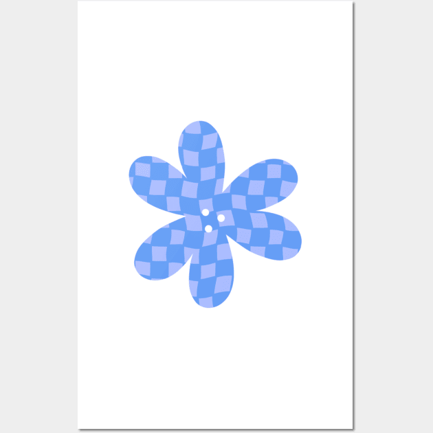 Checker Board Flower - blue and periwinkle Wall Art by JuneNostalgia